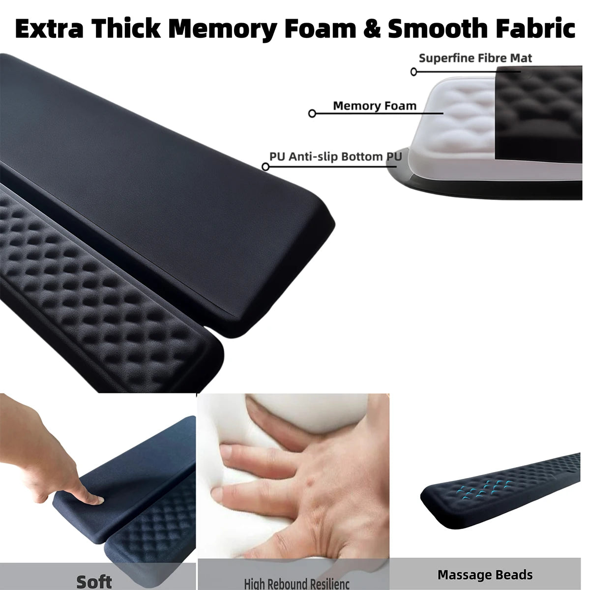 Keyboard Wrist Rest, Ergonomic Memory Foam Wrist Support for Typing & Gaming, Tilted Keyboard Pad, Aesthetic Desk Accessories Fo