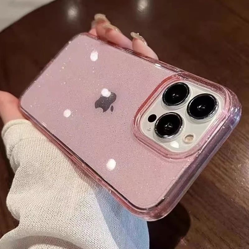 Luxury Fashion Bling Glitter Transparent Phone Case For iPhone 18 17 Pro Max 16 15 14 13 12 11 XS X XR 7 8 Plus 16E 17 Air Cover