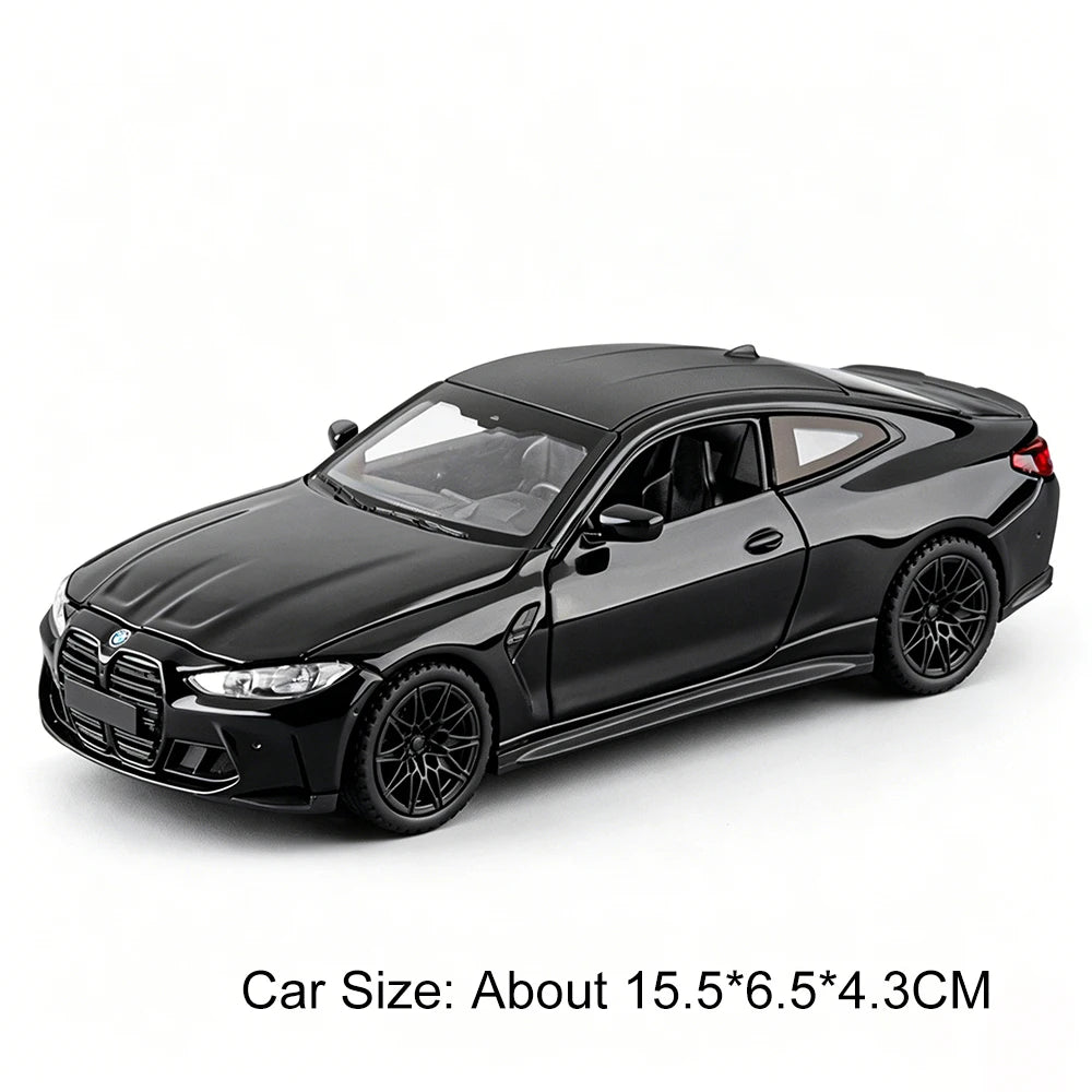 Scale 1:32 M4 X3M Toy Car Model Pull Back Music Light Doors Opened Miniature Vehicle Metal Diecast Models Kids Educational Gifts