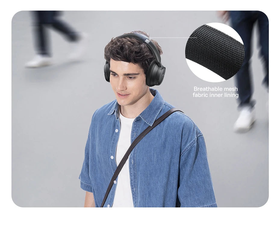 Baseus EH10 NC ANC Wireless Headphones 45dB Adaptive Hybrid Noise Cancelling Headsets Hi-Res LDAC Headphone Bluetooth 6.0 80Hrs
