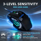 Wired Gaming Mouse 7 Buttons RGB Backlit Mouse Fire Button 2400 DPI Adjustable Ergonomic Optical Mouse for PC Laptop Gamer Professional