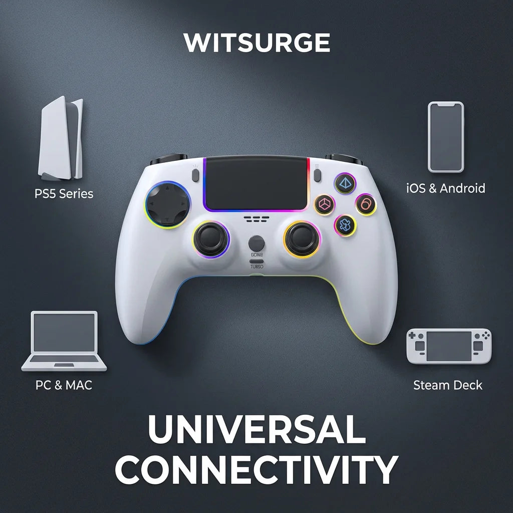 WITSURGE Hall Effect PS5 Controller,Wireless Anti-Drift Gamepad,Dual Hall Joysticks&Triggers,Macro Back Buttons,1500mAh, RGB