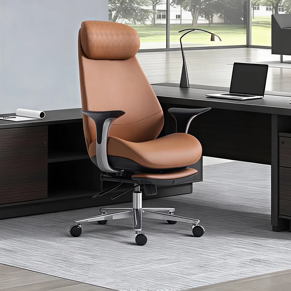 leather boss chair, executive chair, swivel chair, lunch break, carefree computer chair, sedentary and comfortable study home