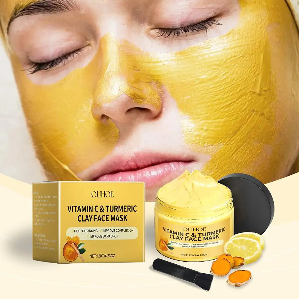 Turmeric Vitamin C Clay Mask Clay for Dull & Blemish-Prone Skin, Deep Cleansing Facial Mask, Face Masks Skincare Oil Control