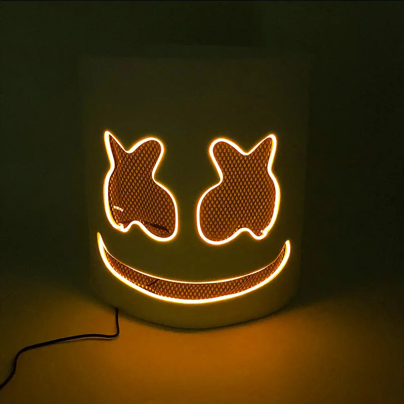 Fashion Luminous LED Mask DJ Costumes Accessories Glow Supplies Neon Light Marshmallow  Mask For Music Festival Nightclub Dance