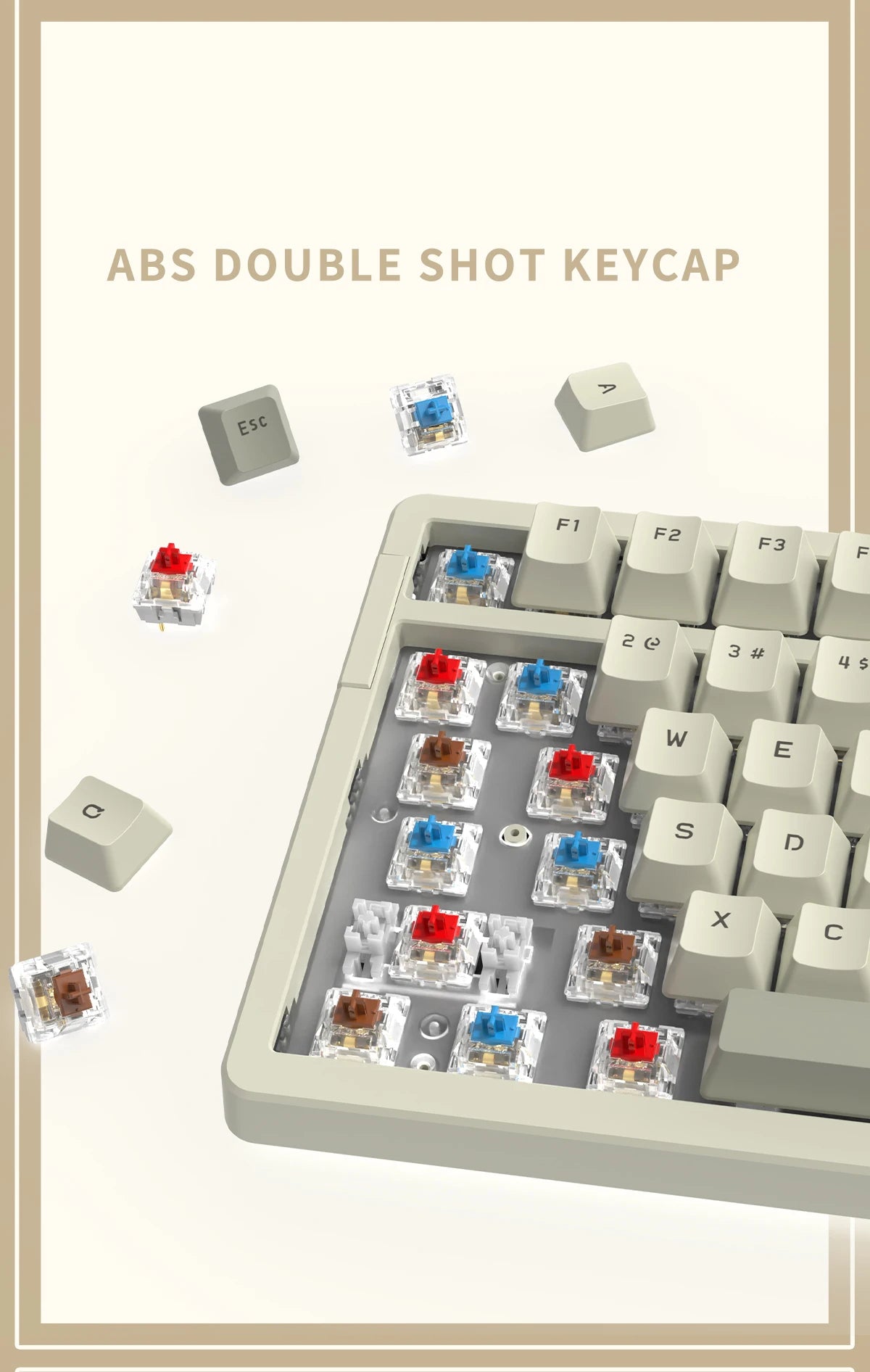 Ajazz AK992 Wired Mechanical Keyboard 98-Key Full Layout  Hot-Swap USB Gaming keyboard Multimedia Key Knob for Desktop PC Laptop