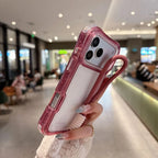 Luxury 3in1 Clear Anti-Drop Phone Case for iPhone 18 17 16 15 14 Plus 13 Pro Max Candy Colour Frame Wrist Strap Protection Cover