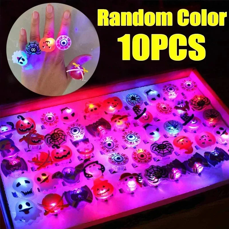 Halloween Luminous Rings Creative Cute Pumpkin Ghost Eye Ghost Pirate Spider Web Children Toys Halloween Flash Finger Rings