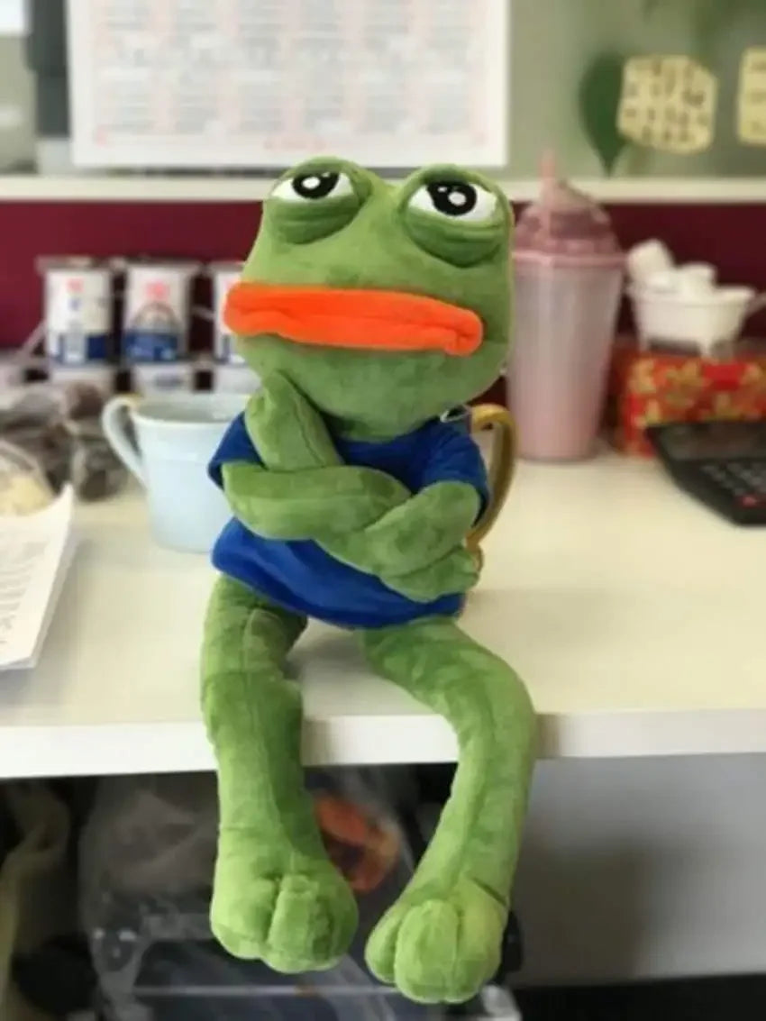 45cm Animal Sad Frog Plush Toy Soft Stuffed Pillow Magic Expression Pepe The Sad Frog Plush Doll Birthday GIfts For Girls Boys