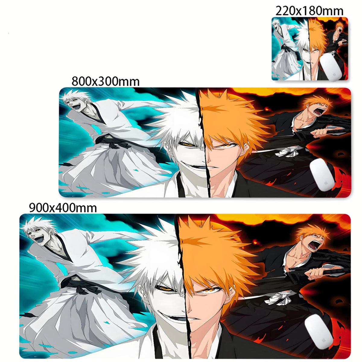 Large Mouse Pad Black White Anime BLEACH Mause Mats Gaming Accessories Office Gamer Keyboard Desk Mat Kurosaki Ichigo Mousepad