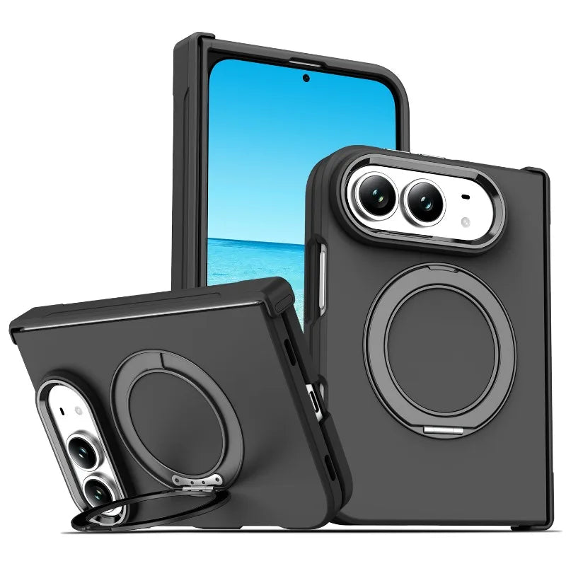 Fashion Feel 360 Degree Rotating Foldable Phone Case for IPhone Duo Fold for IPhone Ultra Metal Lens Frame Shockproof PC Cover