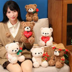Lovely 16/25CM Bear Plush Toy Romantic Red Heart Rose Bear Doll Cute Soft Holding Flowers Bear Doll Home Decoration