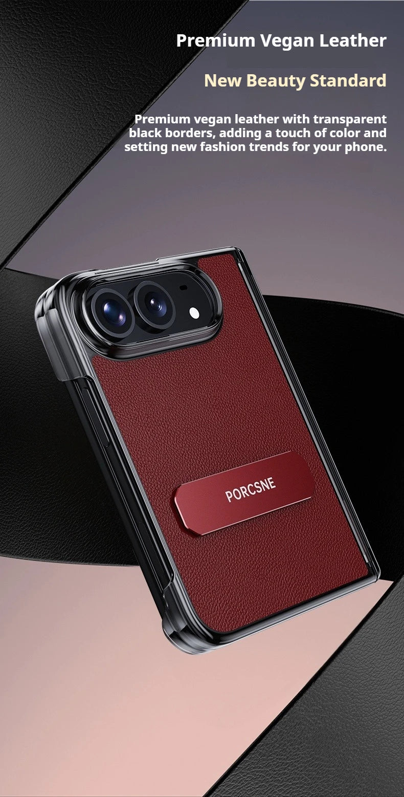 For iPhone Duo 5G Case Luxury Matte Leather Ultra-Thin Skin-Friendly Hinge Holder Folding Shockproof Hard Back Cover Accessories