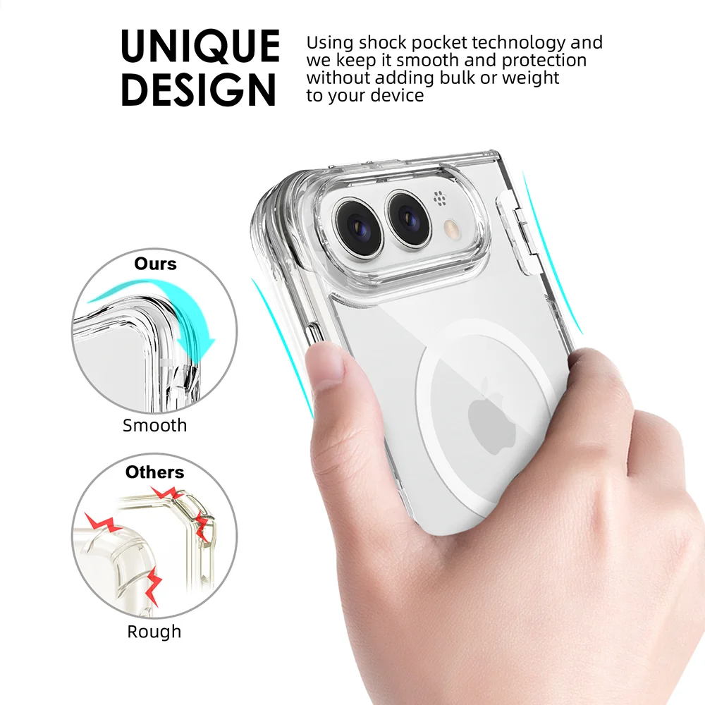 High Clear Magnetic Phone Case For iPhone Duo IPhone Duo 18 Ultra For Magsafe Wireless Charging Folding Bumper Hinge Cover