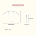 8-Rib Automatic High Quality Umbrella - One-Touch Open/Close, Compact Foldable Design for Men & Women, Navy & Black, Business &