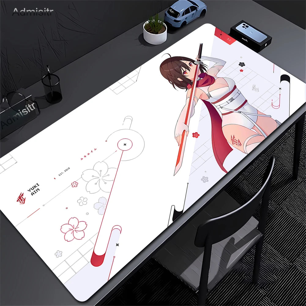 Anime Mask Girl Mouse Pad YUki Aim Gaming Speed Mouse Mat Game Premium Mousepad Gamer E-Sports Desk Mat Computer Keyboard Mats