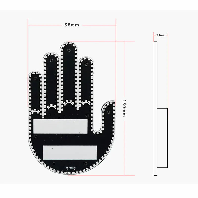 Car Gesture Light with Remote Control – Funny LED Palm Light for Road Rage Reactions