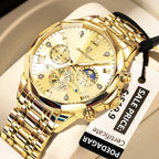 POEDAGAR Luxury Men Watch Top Original Waterproof Luminous Chronograph Man Wristwatch Stainless Steel Quartz Men's Watches Reloj