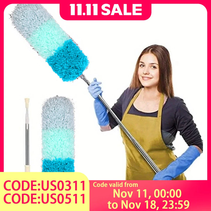 Telescopic Duster – Microfiber, Ceiling Cleaning, Extendable Handle, Multi-Head Replacement, No Climbing Needed