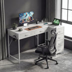 Homcom Reversible Corner Desk with 6 Drawers 126X48 cm with Power Outlet USB and Usb-C Charging Port White