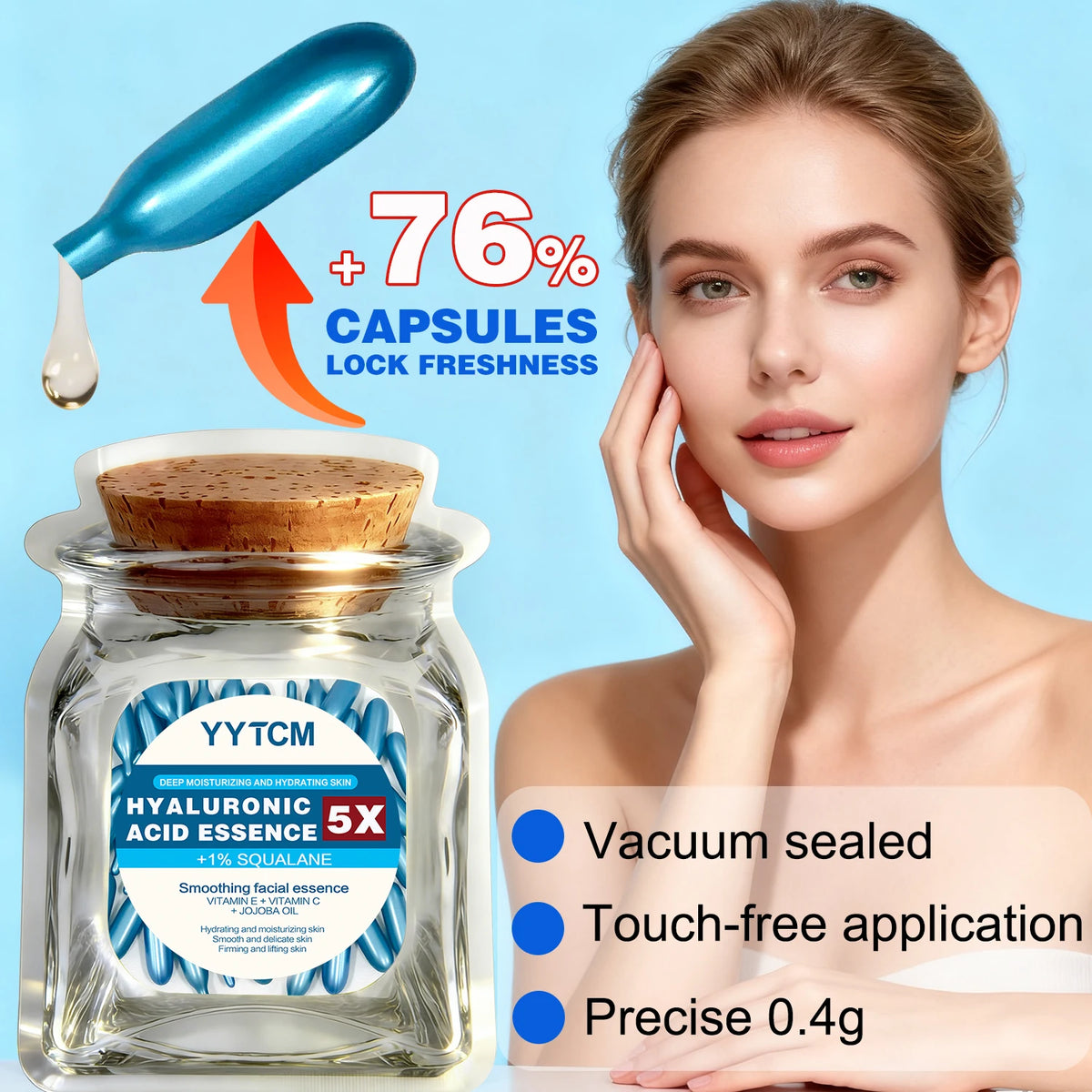 Hyaluronic Acid Deep Moisturizing Capsule Essence, Deep Moisturizing and Brightening Skin Essence 18/30/48/60/90/180 Capsules