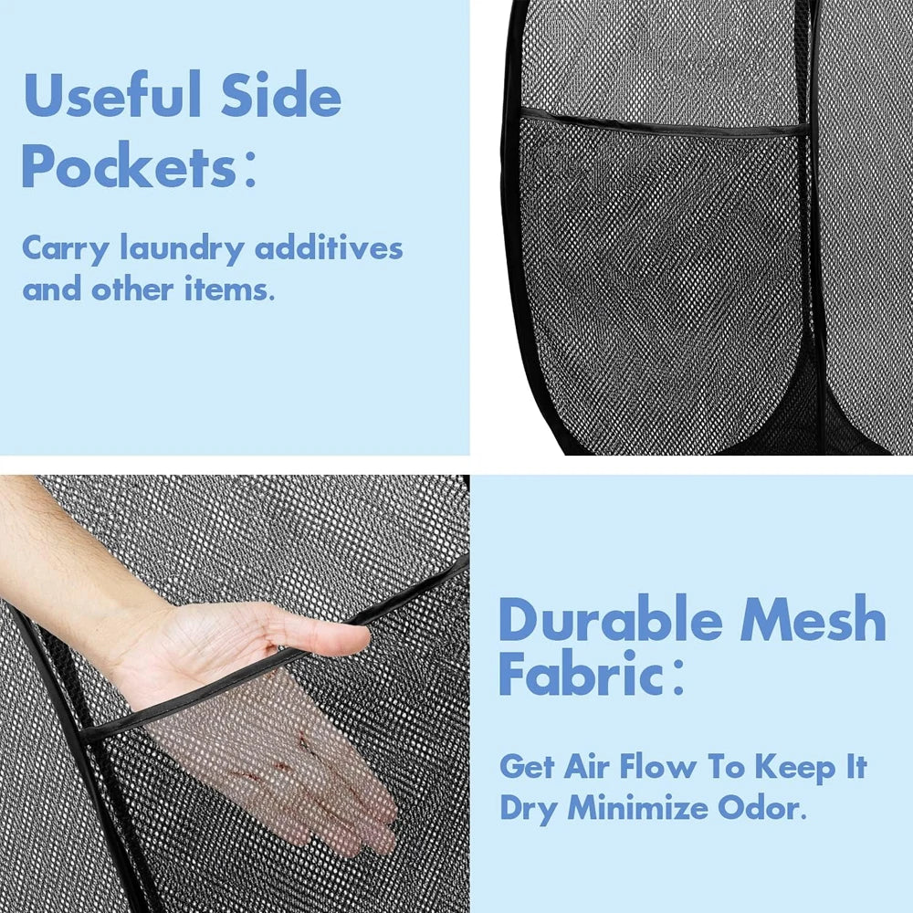 1-10Pcs Collapsible Laundry Basket Dirty Clothes Mesh Pop Up Hamper Storage Basket Toy Storage Bag for Home Bathroom Dorm Travel
