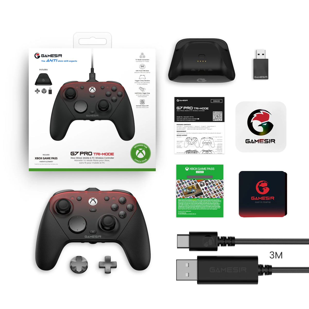 GameSir G7 Pro Xbox Series X|S Controller - TMR Sticks, Hall Effect Triggers, 1000Hz Polling, 6-Axis Gyro, Charging Station