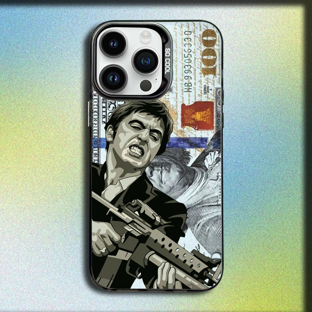 Movie S-Scarfaces Tony M-Montana Phone Case For iPhone 16,15,14,13,12,11,Mini,Pro,SE,MAX Gray Matte Silicone Black Cover