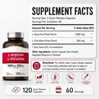 Amino Acid Supplement Capsules 120 Count Provide Energy & Healthy Living Support with 1000mg L-Arginine and 500mg L-Citrulline