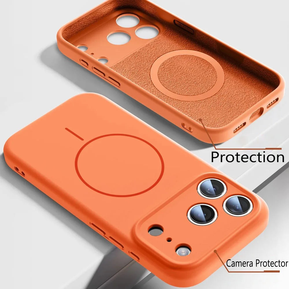 For Magsafe Liquid Silicone Phone Cases For iPhone 18 17 16 15 14 13 12 Pro Max Plus Air Case Magnetic Wireless Charging Cover