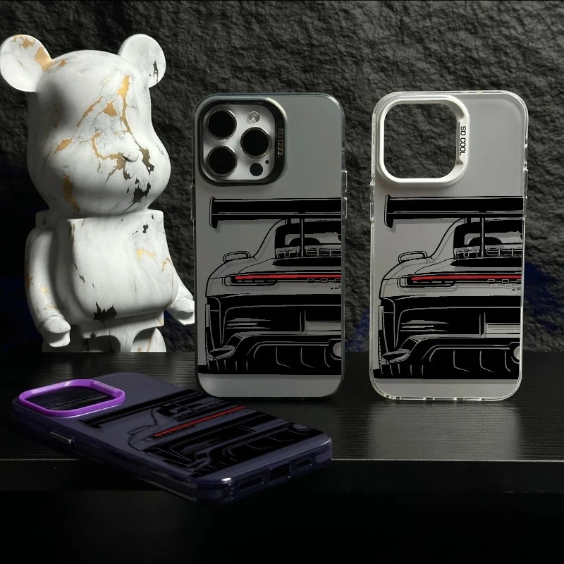 Trendy Sports Car Line Art Phone Case For iPhone 17 Pro Max 16 15 14 Pro 13 12 11 XS XR X 8 7 16 Plus 17E Shockproof Laser Cover