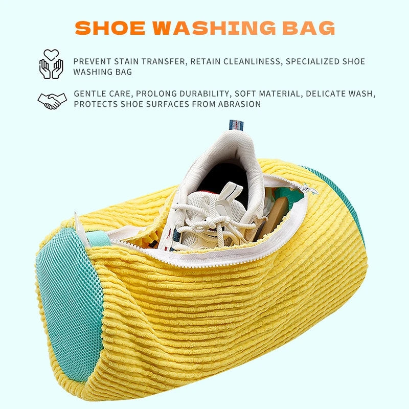 1/2/4PCS Shoe Washing Machine Bag with Liquid Shoe Brush Set Durable Laundry Shoe Bag and Soft Bristle Clean Brush for All Shoes
