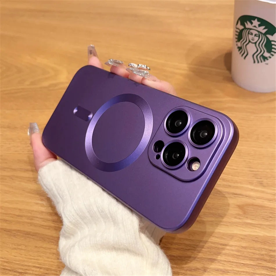 For Magsafe Magnetic Wireless Charge Case For iPhone 17 16 15 14 13 12 11 Pro Max Plus Air Silicone Glass Lens Protection Cover