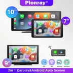 Carplay Screen for Car, 10" Portable Wireless Carplay&Android Auto, ar Stereo Audio Receivers for Car GPS Navigation Mirror Link