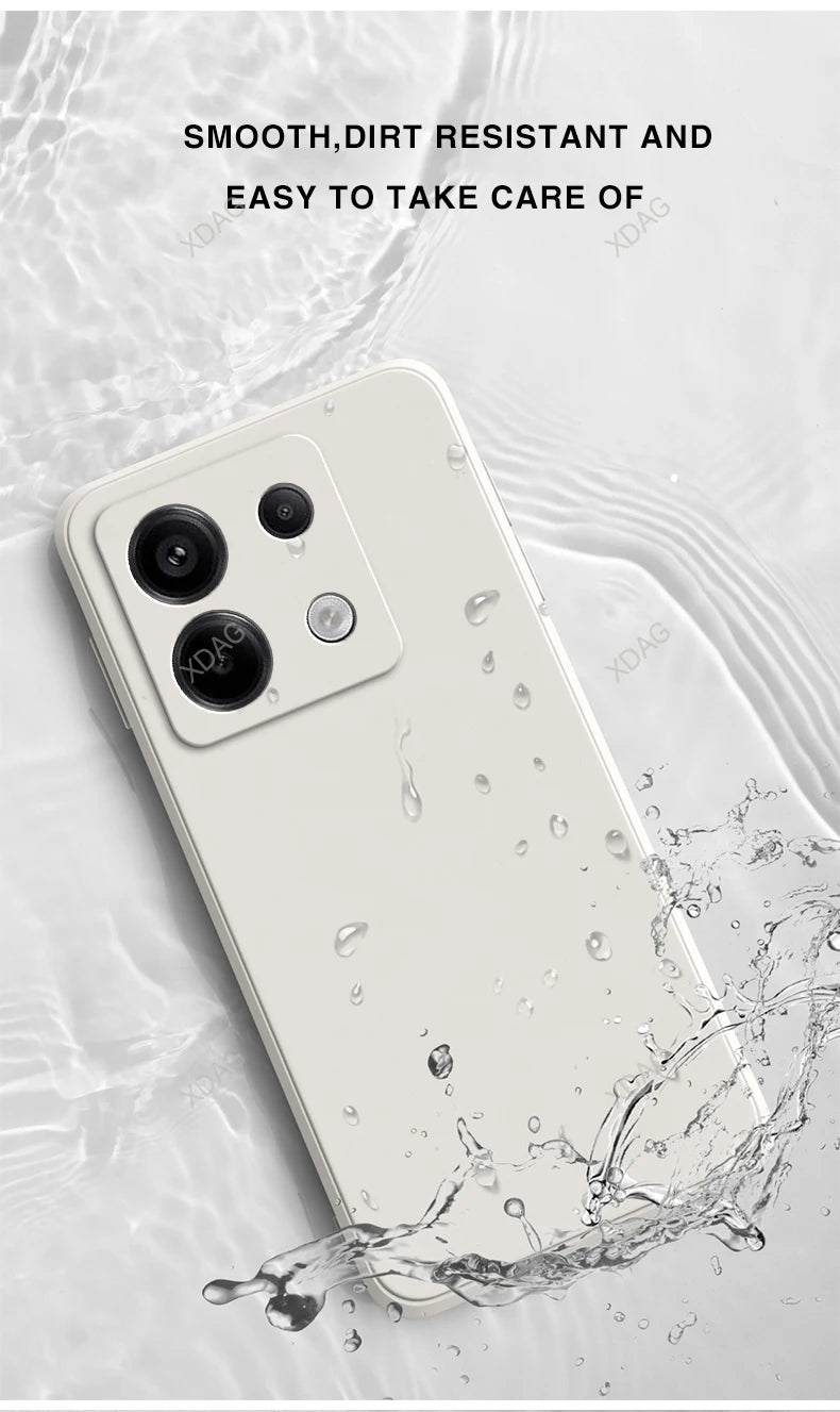 Original Square Liquid Silicone Phone Case for Xiaomi Poco X6 PocoX6 Pro 5G Lens Protection Soft Couples Cover Thin Fundas Coque
