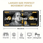 Large Mouse Pad Money Pattern Desk Pad Funny Design Art Mousepad With Non-Slip Rubber Base Stitched Edge Deskpad for Work 30x60