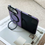 360° Rotating Bracket Magnetic Case For iPhone Duo For Magsafe PU Leather Shockproof Cover Funda