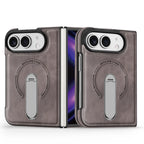 For Magsafe For iPhone Duo Case Luxury Matte Leather Magnetic Rotating Ring Holder Shockproof Protection Back Cover Accessories