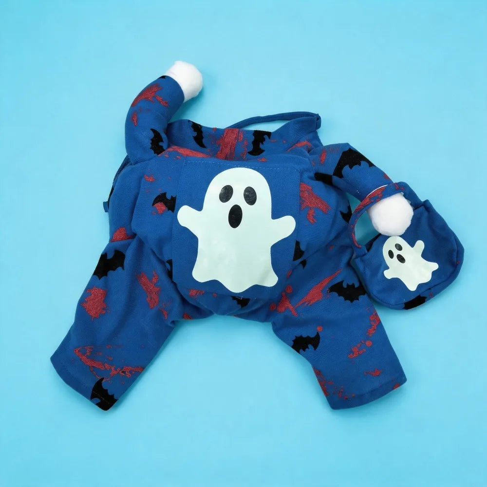Halloween Dog Clothes Pet Costume Funny Cosplay Outfit with Fluorescent Ghost Cute Dog Cat Dress Up Festive Party Apparel Set
