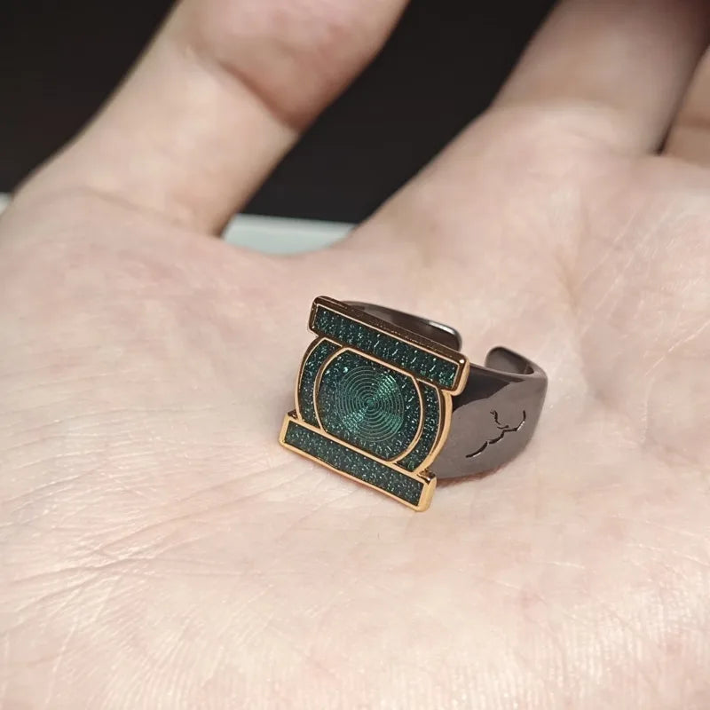 Hot Green Lantern Ring Anime Peripheral John Stewart Ring Adjustable Open Band Cosplay Green Lantern Corps Ring Toy Fans Gift