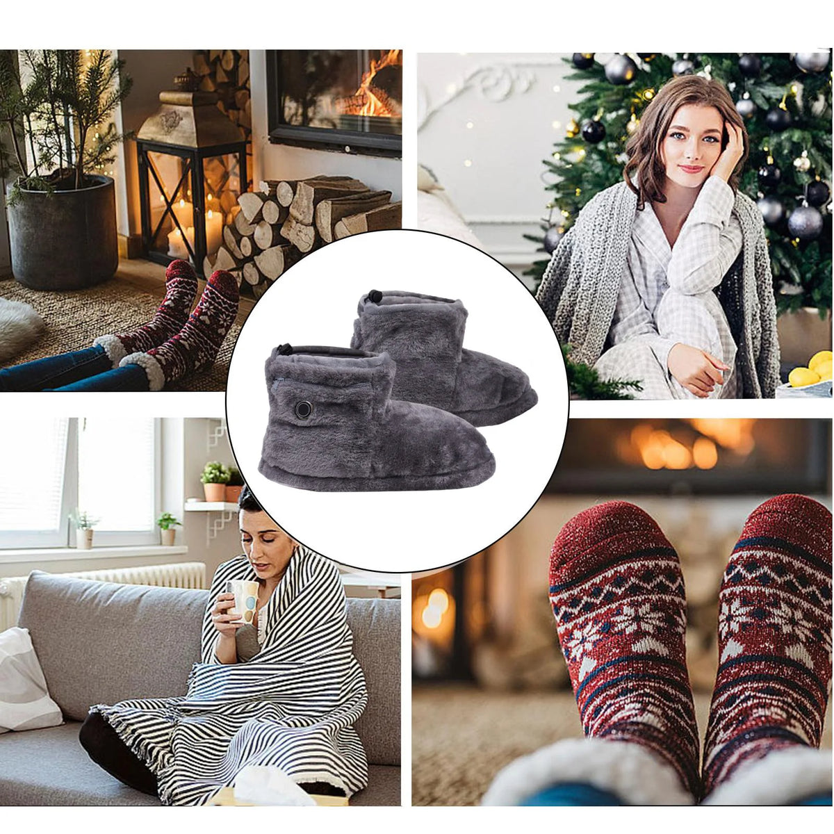 Heated Boots Heated Slippers Heating Pad Boots 1 Pair Thick Easy To Wear Fast Heating 5 Level Temperature for Office
