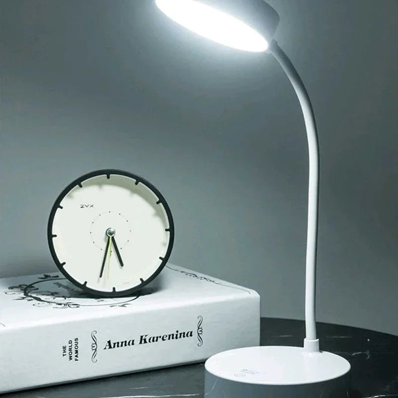 Flexible LED Desk Lamp with 3-Level Dimmer, USB Powered, Eye-Caring, Warm, White Light, Perfect for Home, Office, Reading, Study
