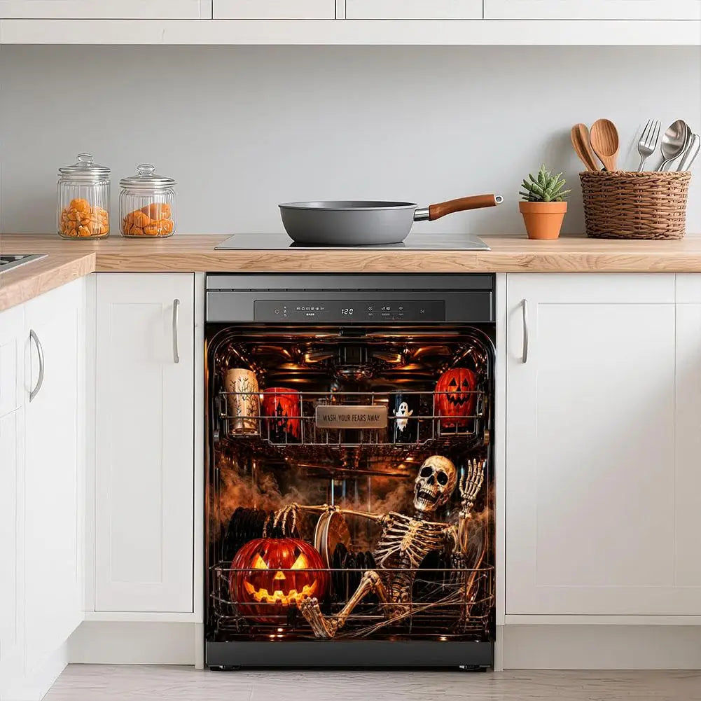 Halloween Dishwasher Magnet Cover Waterproof Appliance Magnetic Panel Reusable Kitchen Decor for Fridge Washer Door