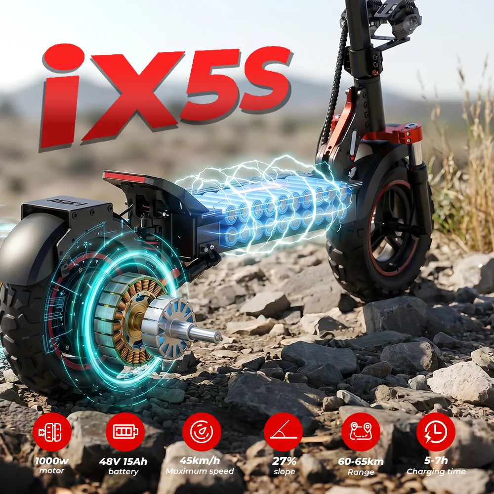 iScooter iX5s Electric Scooter 15Ah 1000W Powerful Kick Scooter Anti-skid Off Road Pneumatic Tire 65km Range 45km/h eScooter