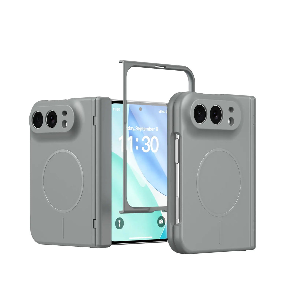 For iPhone DUO Case for Magsafe Magnetic Wireless Charging Case for iPhone DUO 18 Fold Built-in Screen Protector Frosted Cover