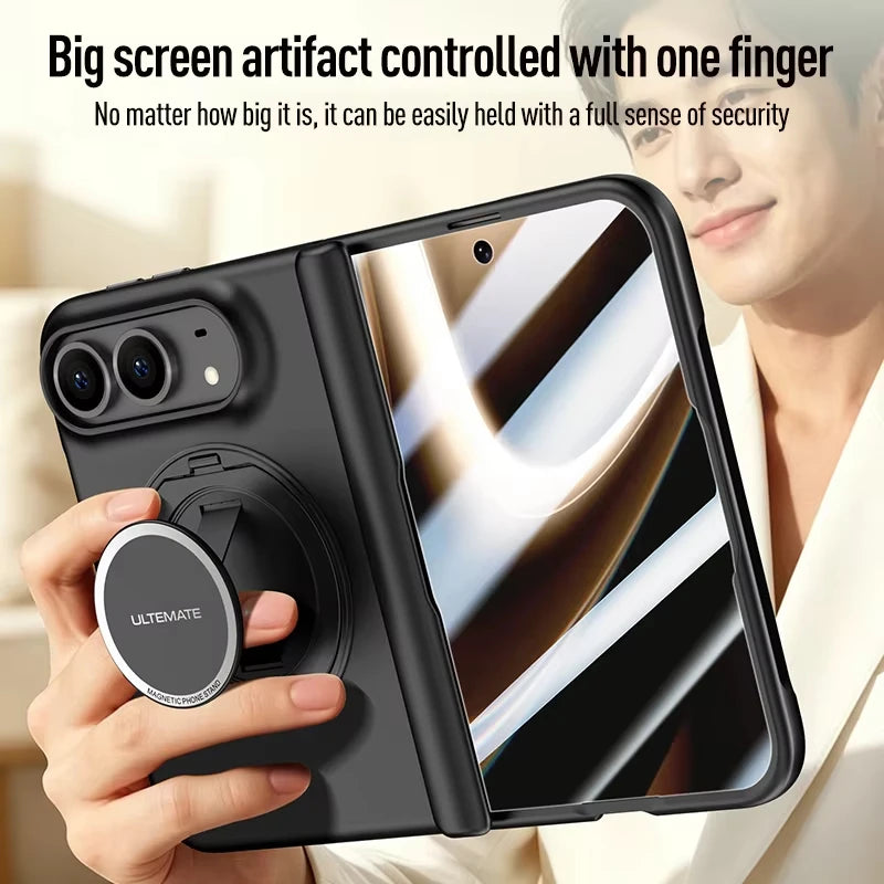 MagSafe Metal 360 Rotating Holder Case With Glass Screen Protector For iPhone