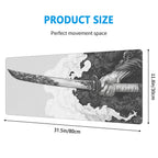 Black And White Comic Wind Sword Model Keyboard Mouse Pad Desk Mat Gaming Mouse Pad Non Slip Rubber Base Stitched Edges
