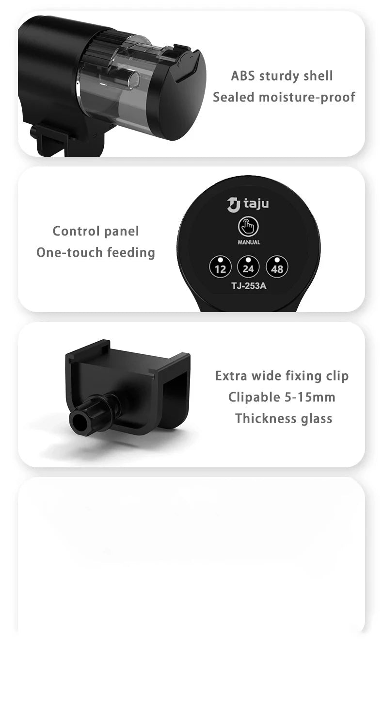 Automatic Fish Feeder With Timer IP66 Waterproof Auto Fish Tank Feeder 100ml Capacity Food Dispenser For Fish/Turtle