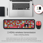 MOFii Wireless Keyboard & Mouse Combo, Cute Macaron Cat Paw Round Keycaps Silent Office Set for Laptops and Desktops
