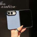High Quality Solid Color Woven Texture Shockproof Folding Phone Case For IPhone Duo Fashionable Phone Protective Case
